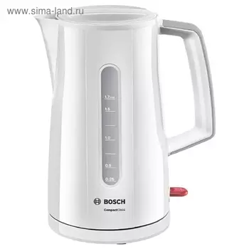 Чайник электрический Bosch TWK3A011 CTWK20, пластик, 1.7 л, 2400 Вт, белый