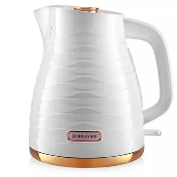 Чайник электрический BRAYER 1057BR-WH, пластик, 1.7 л, 2200 Вт, автоотключение, белый