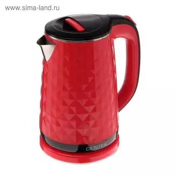 Чайник электрический Centek CT-0022, пластик, колба металл, 1.8 л, 2000 Вт, красный