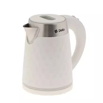 Чайник электрический DELTA DL-1111, пластик, 1,7 л, 1500 Вт, белый