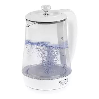 Чайник электрический Energy E-207, стекло, 1.7 л, 2200 Вт, белый
