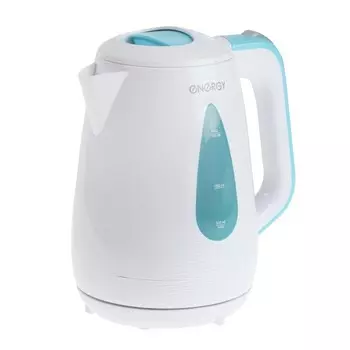 Чайник электрический ENERGY E-214, пластик, 1.7 л, 2200 Вт, бело-голубой