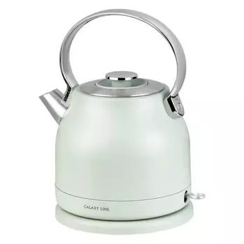 Чайник электрический Galaxy LINE GL 0333, нерж.сталь, 1.5 л, 2200 Вт, светло-зелёный