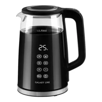 Чайник электрический Galaxy LINE GL 0342, стекло/пластик, 1.7 л, 2200 Вт, чёрный