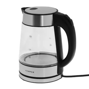 Чайник электрический HARPER HWK-GM03, 2200 Вт, 1.7 л, стекло, серебристый