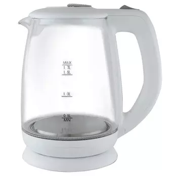 Чайник электрический jvc JK-KE1518, стеклянный, 2200 Вт, 1.7 л, белый