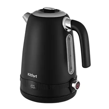 Чайник электрический Kitfort KT-6121-1, металл, 1.7 л, 2200 Вт, регулировка t°, черный