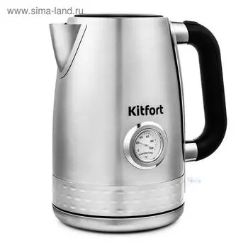 Чайник электрический Kitfort KT-684, металл, 1.7 л, 2200 Вт, автоотключение, серебристый