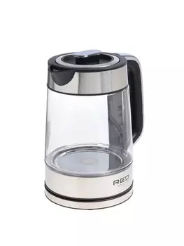 Чайник электрический RED SOLUTION G104, 1.7 л, 2200 Вт, стекло, съёмная крышка, серый