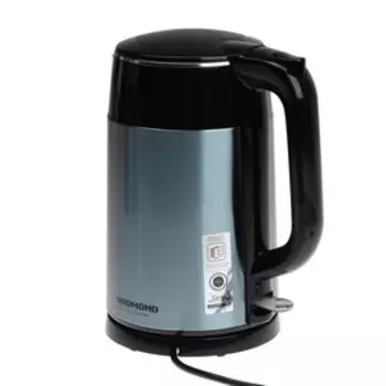 Чайник электрический Redmond RK-M1551, металл, 1.7 л, 1800 Вт, серо-голубой