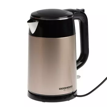 Чайник электрический Redmond RK-M163, металл, 1.7 л, 1800 Вт, бежевый