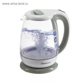 Чайник электрический Sakura SA-2723WG, стекло, 1.8 л, 1800 Вт, подсветка, белый