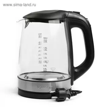 Чайник электрический Scarlett SC-EK27G19, стекло, 2.2 л, 1850-2200 Вт, подсветка, черный
