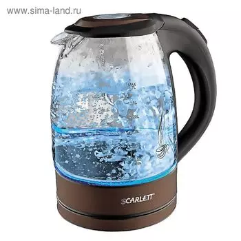 Чайник электрический Scarlett SC-EK27G98, стекло, 1.7 л, 2200 Вт, подсветка, коричневый