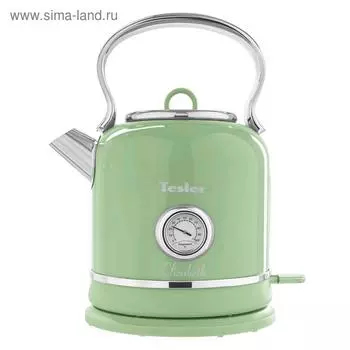 Чайник электрический Tesler KT-1745 GREEN, металл, 1.7 л, 2200 Вт, ретро, зелёный