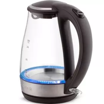 Чайник электрический Vitek VT-7015, стекло, 1.7 л, 2200 Вт, чёрно-серебристый