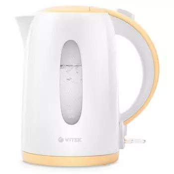 Чайник электрический Vitek VT-7078, пластик, 1.7 л, 2200 Вт, бело-оранжевый