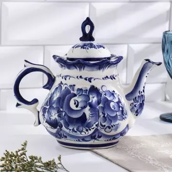 Чайник фарфор гжель «Анемон», 1 л