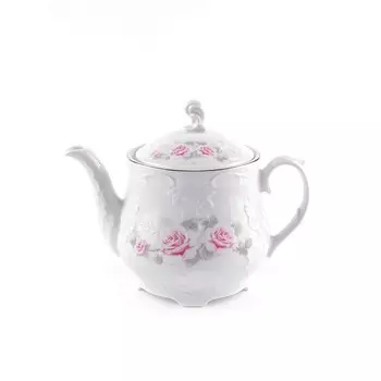 Чайник Cmielow Rococo «Бледные розы, отводка платина», 1.1 л