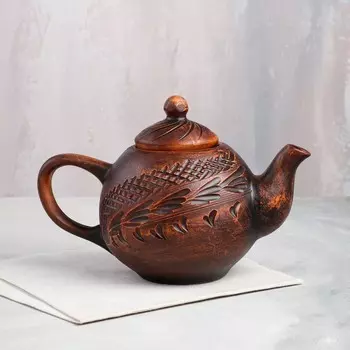 Чайник для заварки "Узор", красная глина, 1.5 л, ручная работа