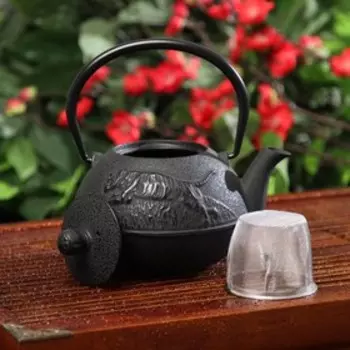 Чайник Доляна «Чёрный тигр», 700 мл, с ситом, эмалированное покрытие внутри, индукция, чугун, чёрный