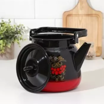 Чайник сферический, 3,5 л, цвет красно-чёрный