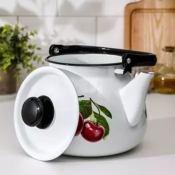 Чайник «Вишневый сад», 3.5 л, индукция, эмалированная сталь, белый