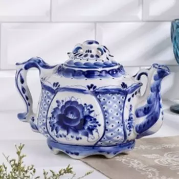 Чайник "Сидоровский", большой, гжель