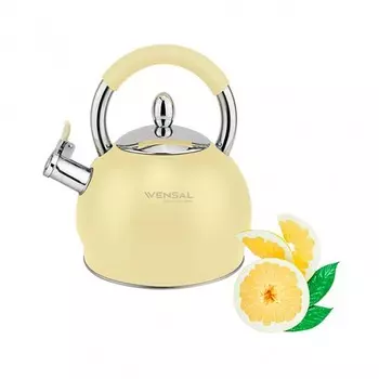 Чайник со свистком, 3 л, с ручкой из нержавеющей стали и силикона, Vensal Vanille