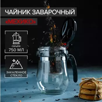 Заварочный чайник Magistro «Мехико», 750 мл, пластиковое сито, стекло