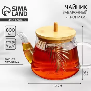 Чайник заварочный с бамбуковой крышкой «Тропики», 600 мл