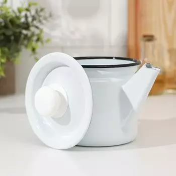 Чайник заварочный, 1 л, фиксированная ручка, цвет белый