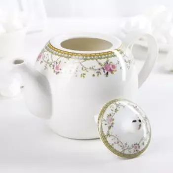 Чайник фарфоровый заварочный Доляна «Розали», 800 мл, цвет белый