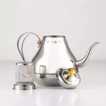 Чайник заварочный из нержавеющей стали «Леранс», 1,6 л, металлическое сито, цвет хромированный