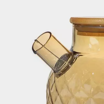 Чайник заварочный стеклянный с бамбуковой крышкой и металлическим фильтром BellaTenero «Круиз», 1 л, цвет золотой