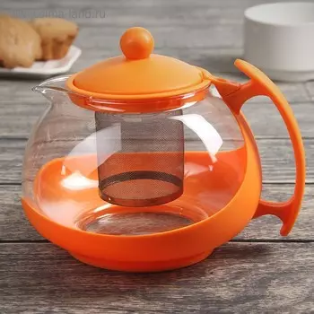 Чайник стеклянный заварочный «Яркость», 1,25 л, с металлическим ситом, матовый, цвет МИКС