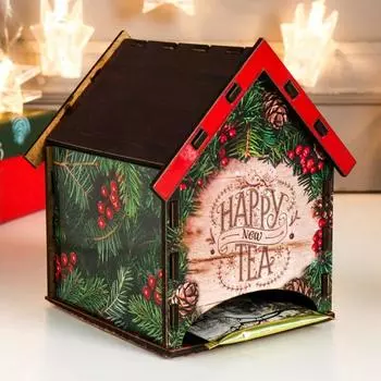 Чайный домик "Happy new Tea" 10,5х9,5х12 см МИКС