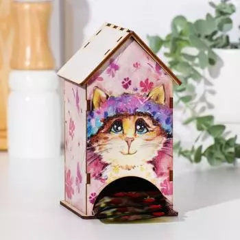 Чайный домик "Котик" , розовый 9,5х 8,5 х 15,5 см