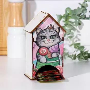 Чайный домик "Котик с мороженкой" 9,5х 8,5 х 15,5 см