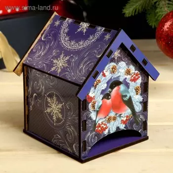 Новогодний чайный домик "Снегири" 10,5х9,5х12 см