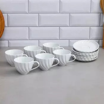 Чайный набор «Кармен», 12 предметов, 6 чашек 200 мл, фарфор, Иран