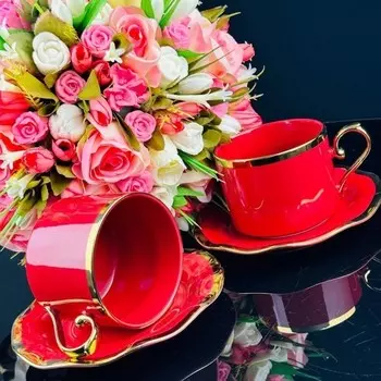 Чайный набор Lenardi, фарфор, 350 мл, 12 предметов