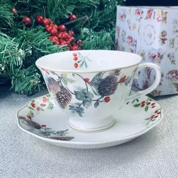 Чайный набор, 12 предметов, 6 персон, 220 мл, принт новогодний
