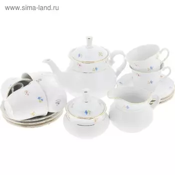 Чайный сервиз 6/9 Natalie, декор «Мелкие цветы, отводка золото», 15 предметов