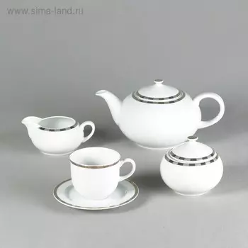 Чайный сервиз 6/9 Opal, декор «Платиновые пластинки», 15 предметов
