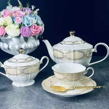 Чайный сервиз Lenardi, фарфор, 200 мл, 16 предметов