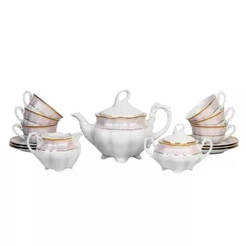 Чайный сервиз на 6 персон, 15 предметов, Bolero, «Нежность, розовый перламутр»