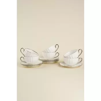 Чайный сервиз SL Home «Гарда», 12 предметов: 6 чашек 200 мл, 6 блюдец d=15 см, белый