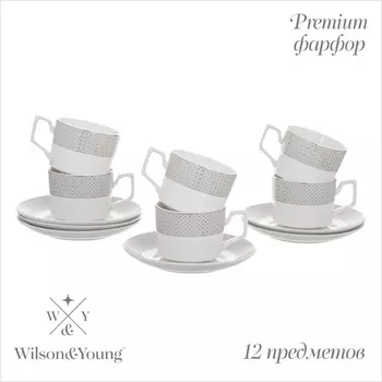 Чайный сервиз WY Eternal, 12 предметов, кружка 250 мл 6 шт, блюдце 6 шт, фарфор