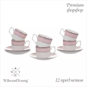 Чайный сервиз WY Paradaise, 12 предметов, кружка 250 мл 6 шт., блюдце d=15.5 см 6 шт., фарфор